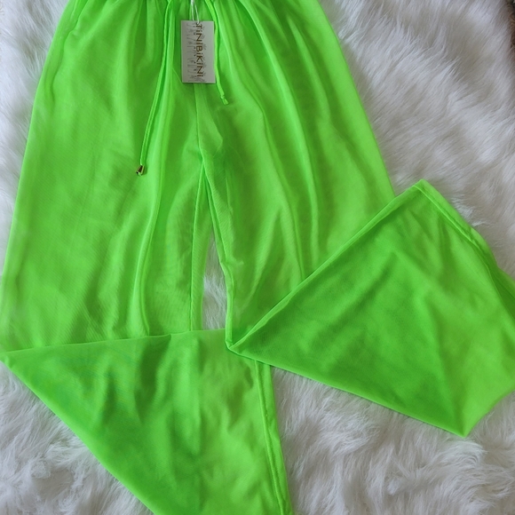 TiniBikini Swim Tinibikini Swimwear Neon Mesh Pants Wide Leg See